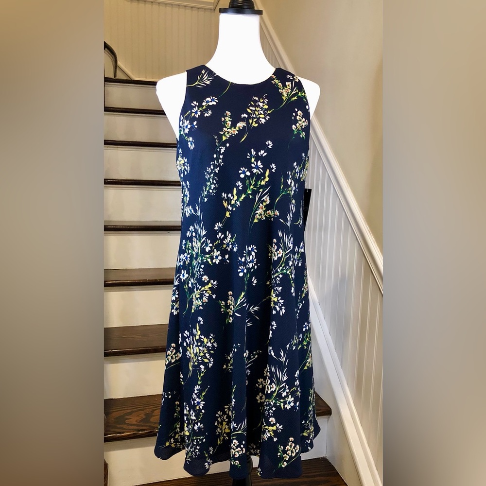 RALPH LAUREN Women’s Sleeveless Navy Blue Floral Dress Sz 8